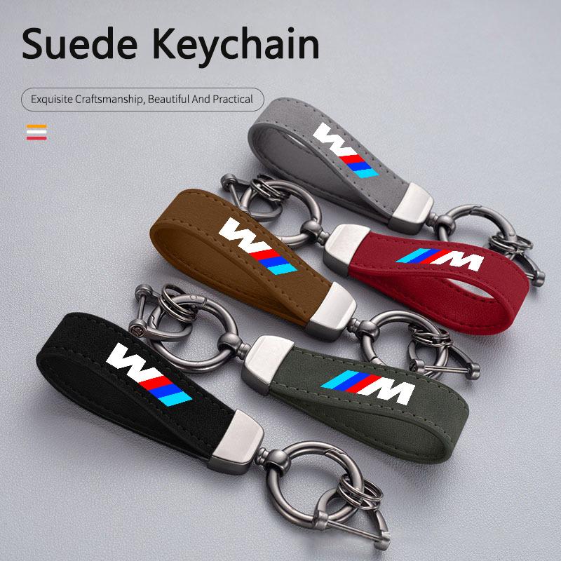 1PC Suede Car Logo Keyring Keychain Key Chain Pendant For BMW M 1 2 3 4 5 7 Series X1 X3 X4 X5 X6 X7 F10 F30 E46 E60 Accessories Cypd20