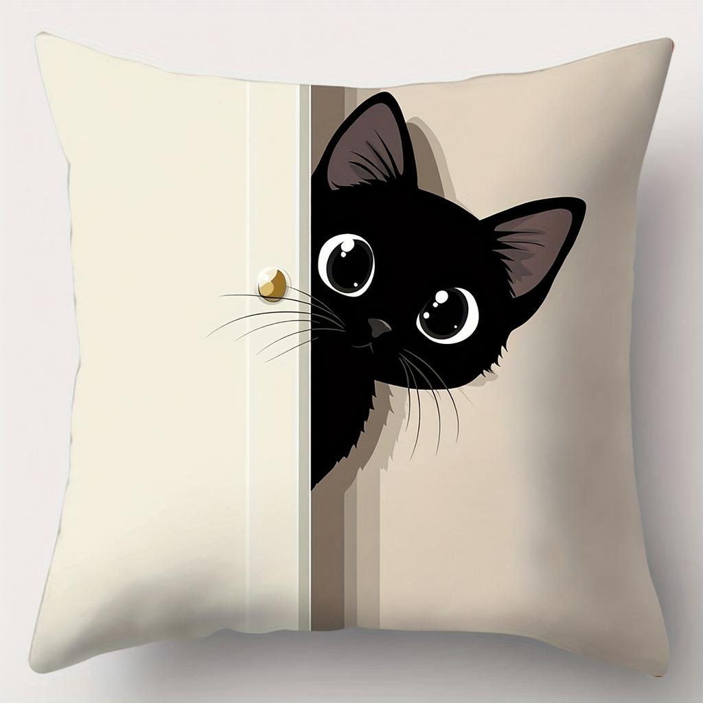 Cute Black Cat Patterns Throw Pillow Cushions Polyester pillowcase, sofa decorative cushion cov Headboard Pillow