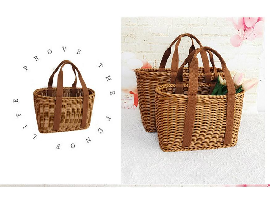 Rattan Woven Handbag - Fruit & Picnic Basket
