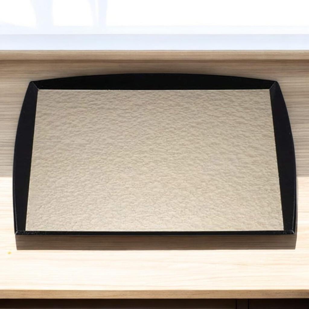 2 Shaku Square Wood Grain Tray Champagne Gold Lacquerware Made In Japan J-kitchens Tray, (1.2 Ft) High-rimmed, (tray), Aqua, Black, Non-slip, 36cm,