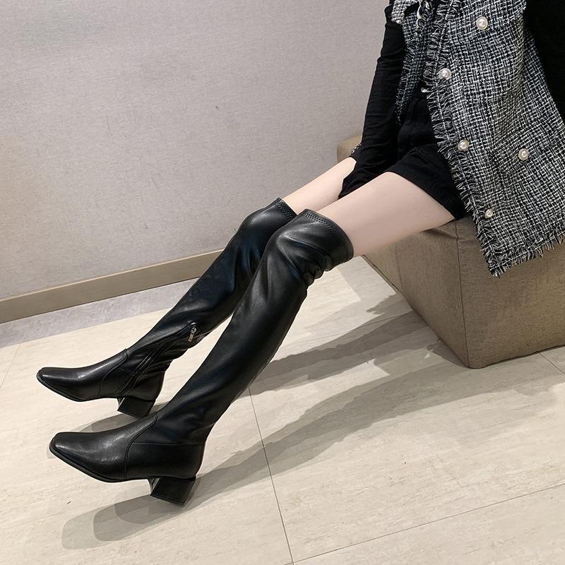 Over-knee boots women's autumn and winter new thin boots thick heel thin elastic boots tall women's boots