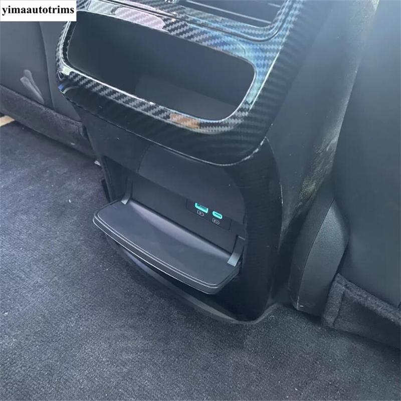 Rear Seat Air AC Conditioning Outlet Vent Anti Kick Frame Cover Trim ABS Carbon Fiber Accessories For BYD Seal EV   2024
