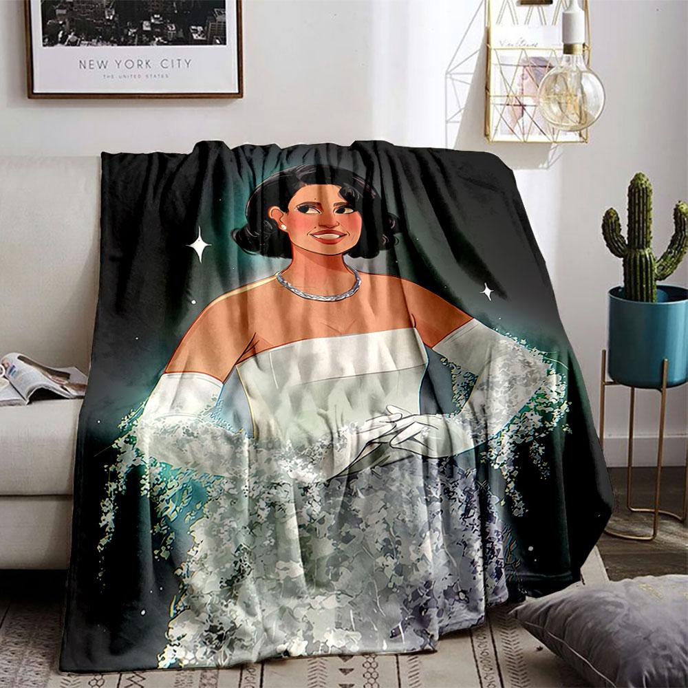 Elegant Woman in White Dress for all seasons blanket lunch break throw gift