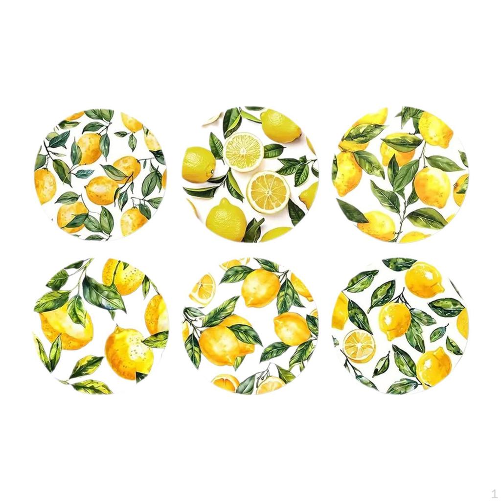 6 ks Tepelně izolační podložky pod hrnky Barevný vzor Podložky pod šálky s potiskem Opakovaně použitelné Kulaté podložky pod nápoje