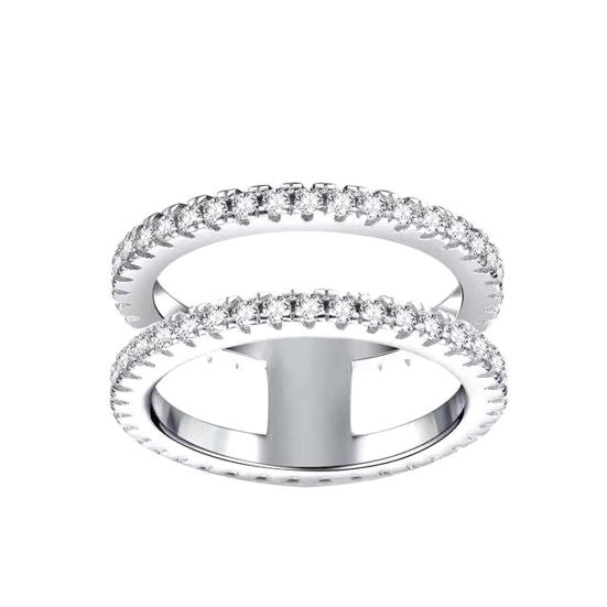 

Женское кольцо на палец со стразами, инкрустированное двойным слоем, свадебное ювелирное изделие, подарок US 7 белый