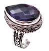 Amethyst Natural Gemstone Antique Silver Plated Ring US Size-6.5 A 537