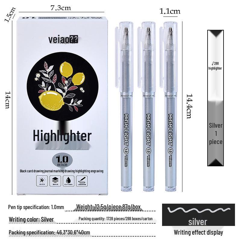 Boke Gold Glitter & White Highlight 1.0mm Gel Pen Set for Creative Drawing and Journaling