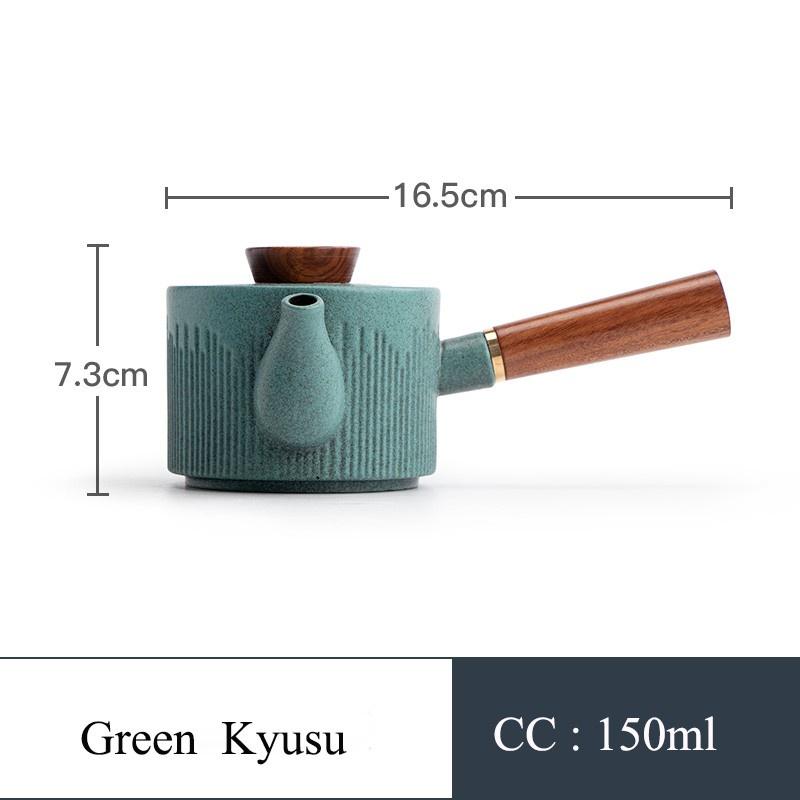 150ml Ceramic Teapot With Wooden Handle And Side Handle For Filtering Tea Sets