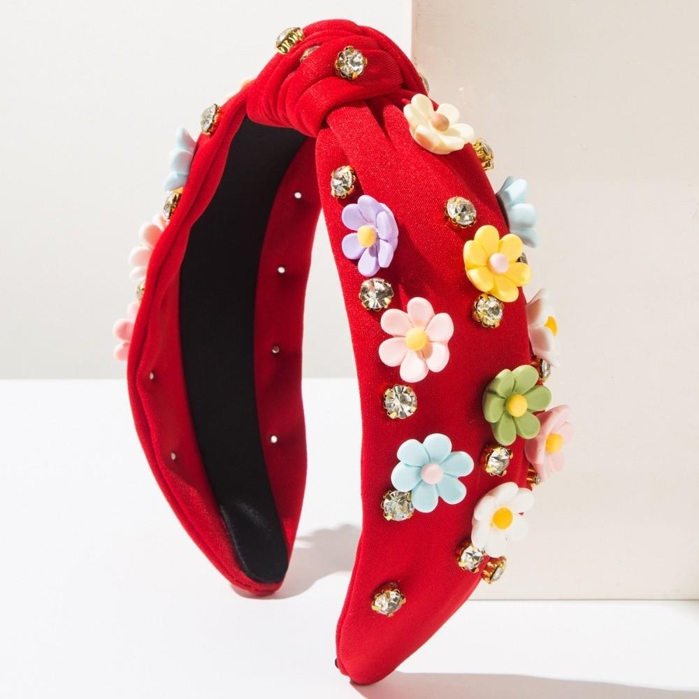 Gifts Baroque Diamond Flower Headband Wide Floral Accessories Sweet Headbands Candy-colored Women's Hair Accessories