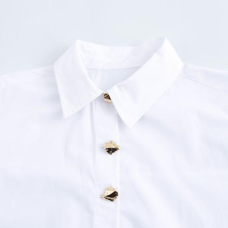 Kaslead New Arrival Women's Clothing Fashion Style Patchwork Button Decoration Long Sleeves Lapel Simple Shirt 2238534