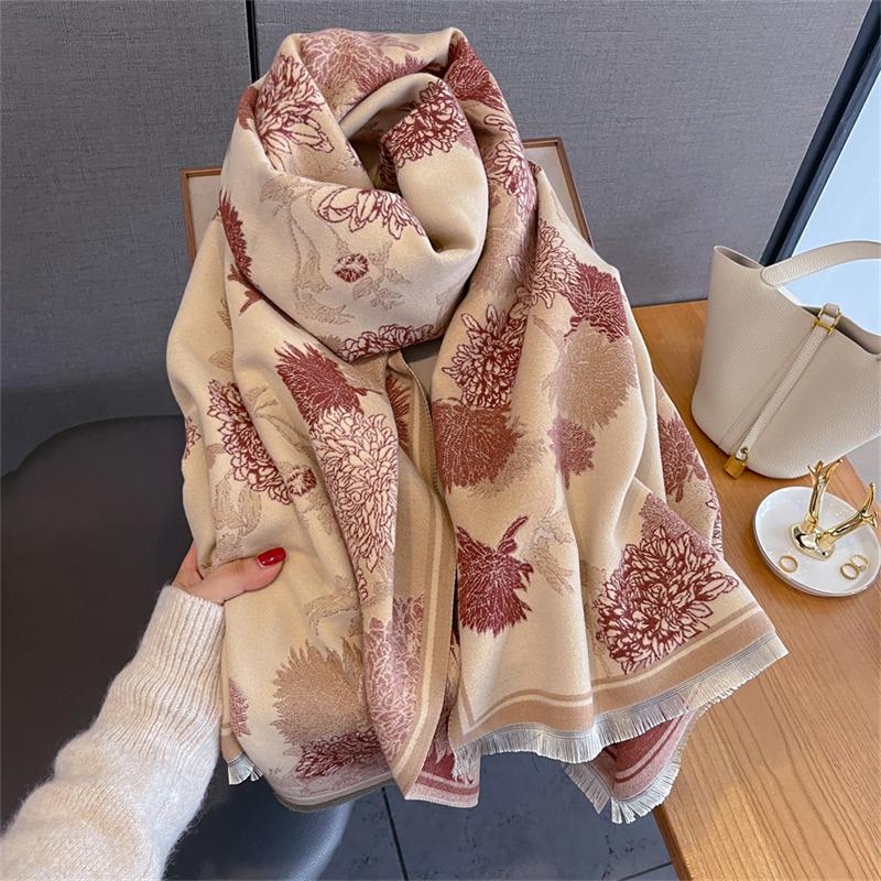 Travel Poncho Warm Cashmere Scarf Women  Luxury Thick Blanket Winter Bufanda Shawl Print New Wraps Pashmina Female Stoles