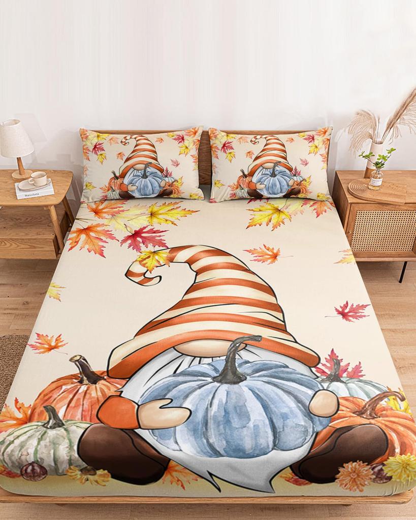 Autumn Maple Leaf Pattern Mattress Three-Piece Digital Printing Bedding Mattress Three-Piece Christmas Dress