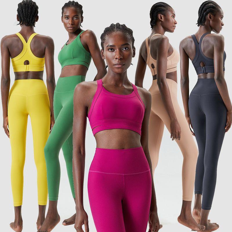 High Strength Bubble Wrap Beauty Back Exercise Bra High Waist Peach Pants Running Workout Outfit Skinny Yoga Clothes Suit for Women