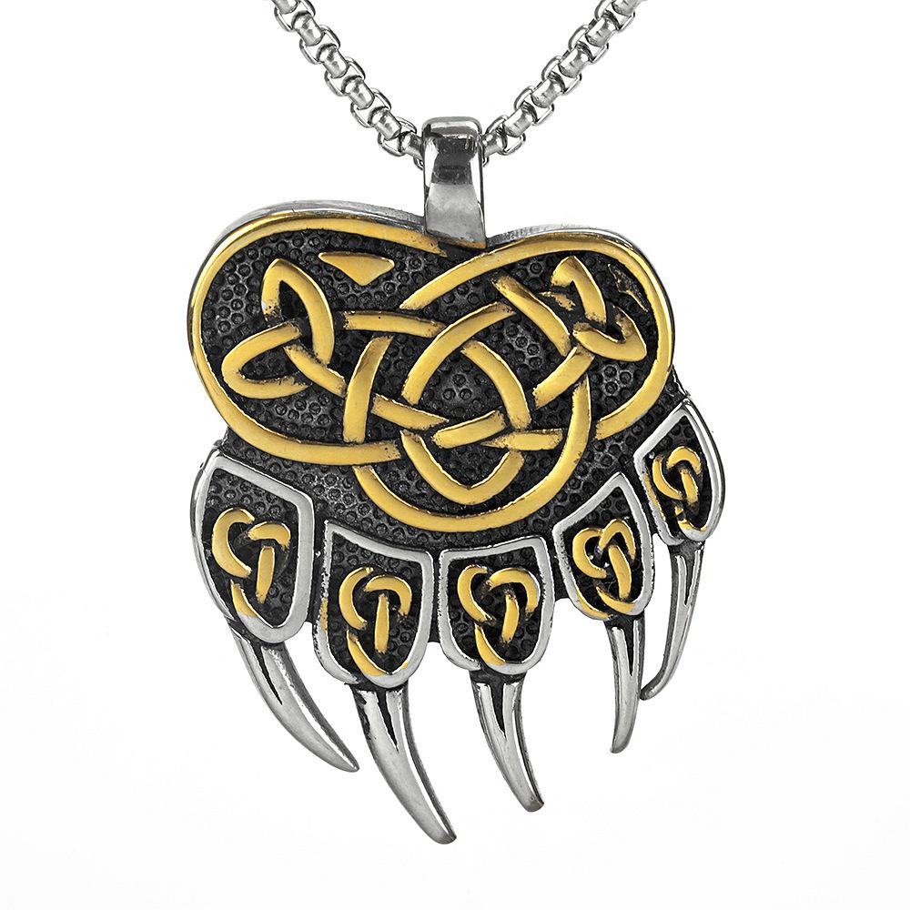 Men's Viking Raven Double-Sided Pendant Necklace In European Titanium Steel