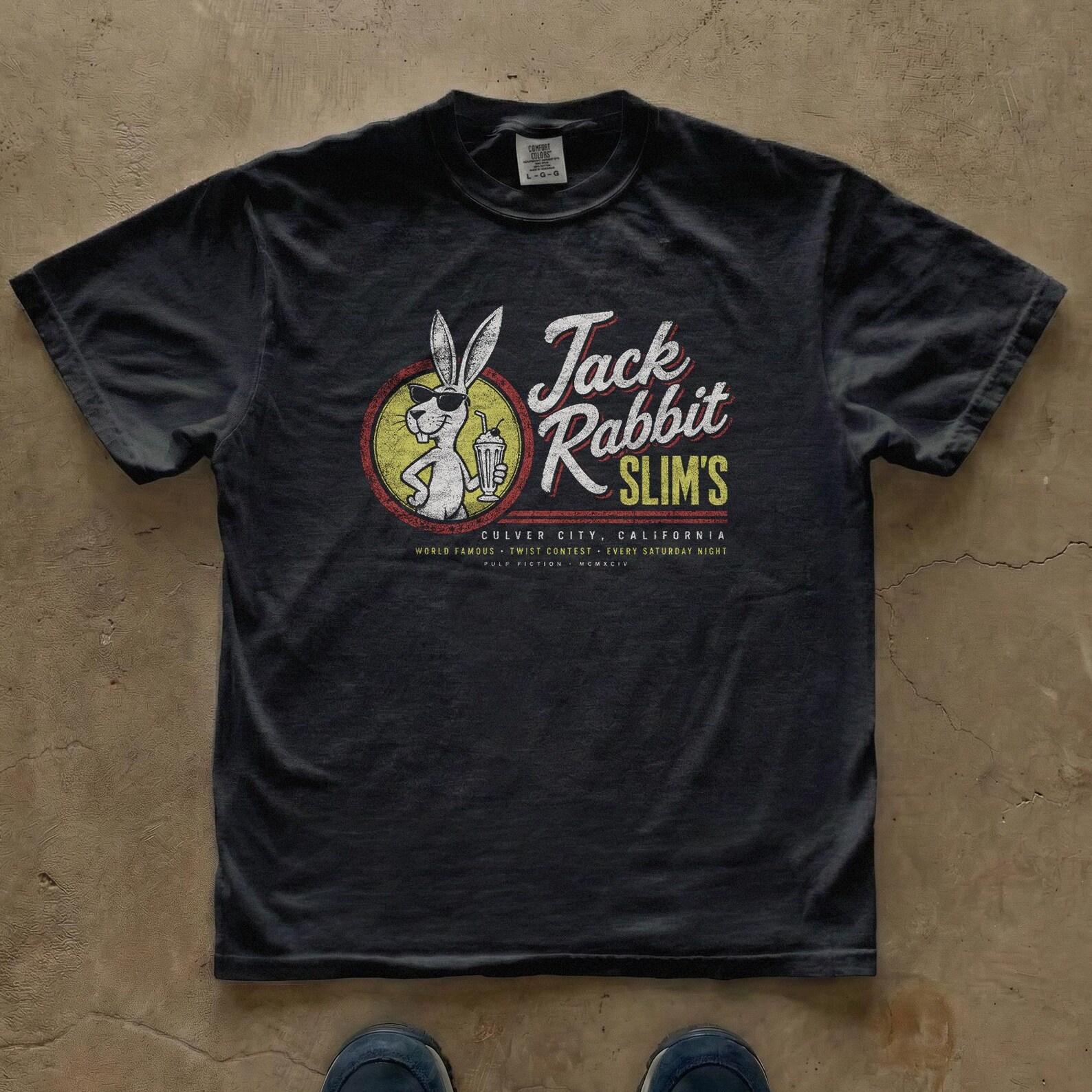 Jack Rabbit Slims Diner Logo T-Shirt | Retro Milkshake Mascot | Pulp Fiction Tribute S