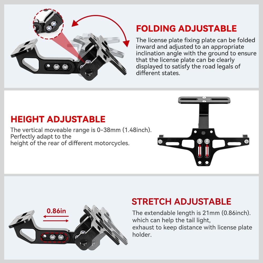 Motorcycle Rear License Plate Mount Holder Aluminum Alloy Bracket Motorcycle Universal Accessories Motorcycle Modification Parts