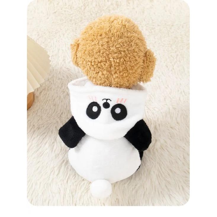 Zimní psí kabát Panda Kostým Teplý Čtyřnohý Obleček Teddy Bišonek Oblečení pro kočky Proti línání Zesílený Psí kostým