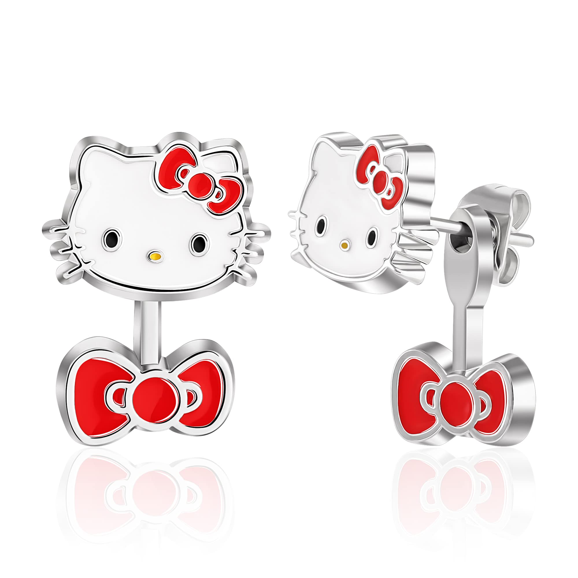 

Sanrio Hello Kitty Front Back Stud Earrings Enamel Hello Kitty Earrings Officially No Jewelry - Licensed, Costume, білий
