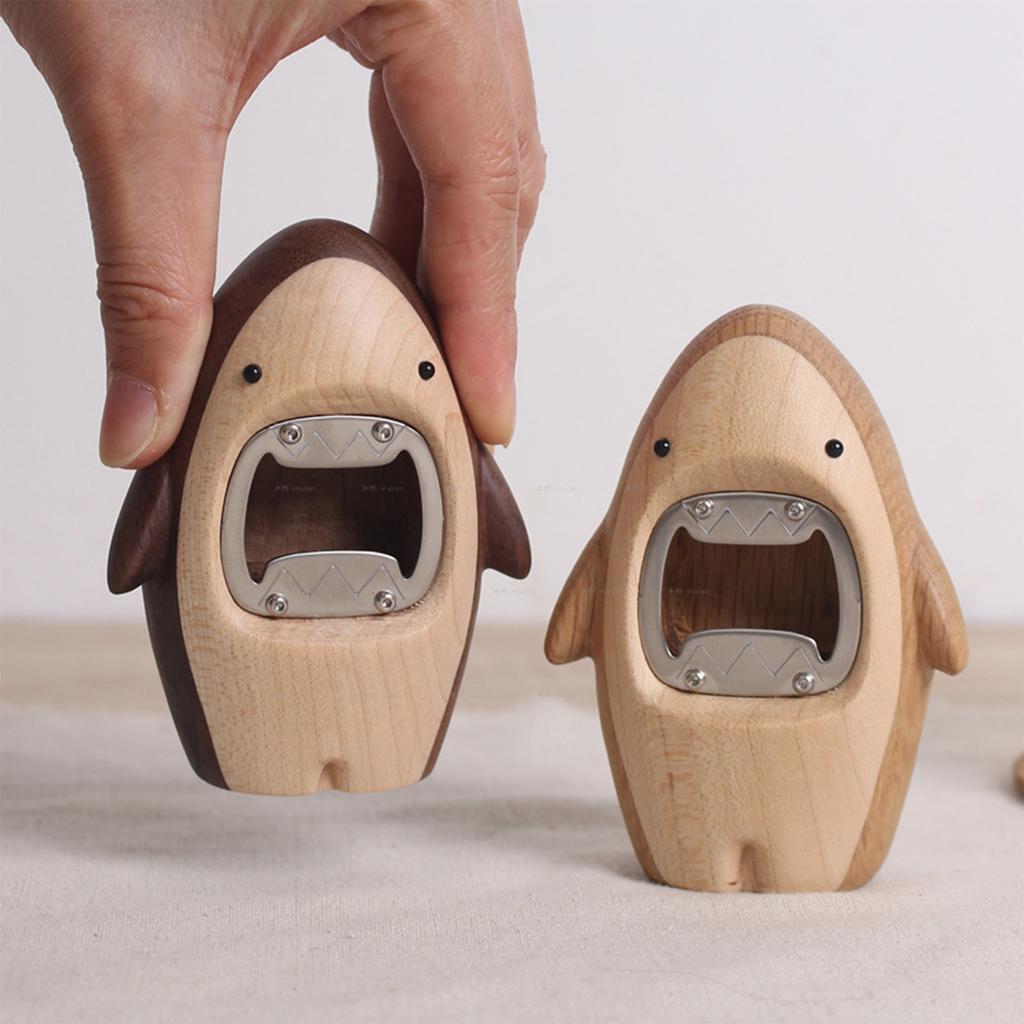 Shark Wooden Bottle Opener, Creative Portable Beer Cap Remover, Unique Gift for Home Bar Party, Eco-friendly Funny Accessory