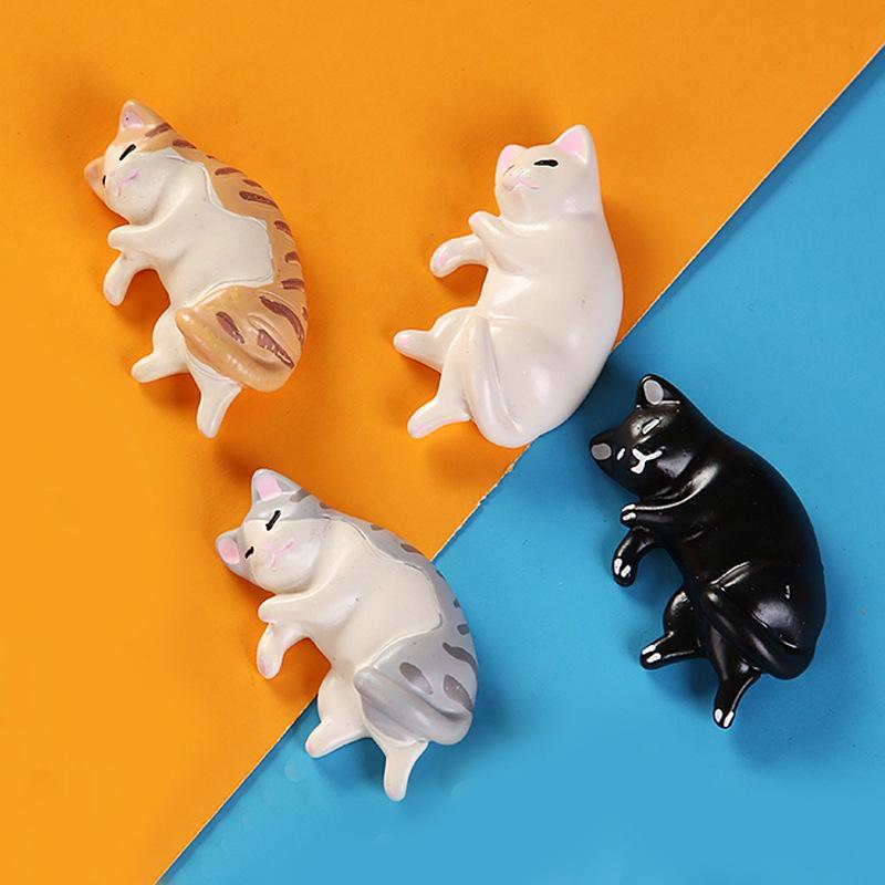 6Pcs Kawaii Resin Mini Sleeping Cat Mini Figures Miniature Things Statues Dollhouse Room Home Decor Items Desk Accessories