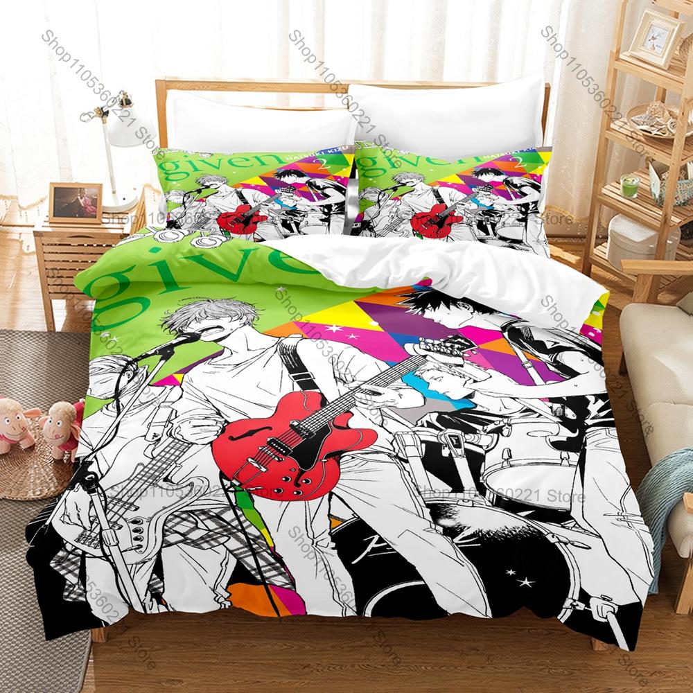 Anime Collage Given Band Live Music Scene BL Anime Merch 3PCS Bedding Duvet Cover + 2 Pillowcases Home Decoration