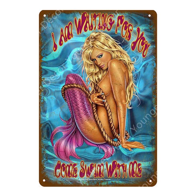 Amerikanisches Pin-Up-Girl Dame Blechschild Schlafzimmer Badezimmer Wanddekoration Pub Café Bar Party Club Vintage Poster Metallbild YI-051