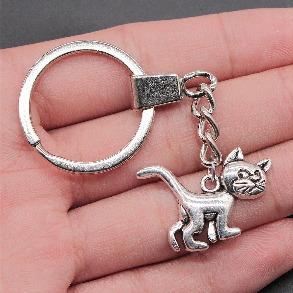 Cat Dog Rabbit Cute Pets Trio Antique Bronze Metal Keychain Best Seller Gift for Animal Lovers