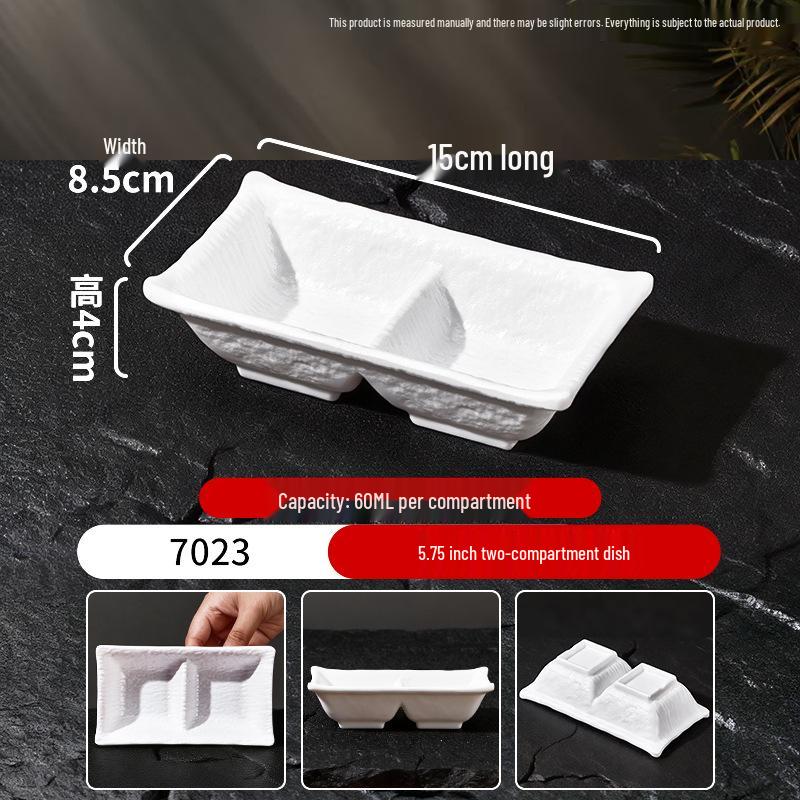 Melamine Porcelain-Style Rice Bowl & Dipping Sauce Dish Set