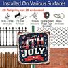 2D Flat, 1pc Vintage 4th of July Metal Wall Sign -Aluminum Patriotic Stars & Stripes Decoration with Happy 4th of July Lettering, Red White Blue