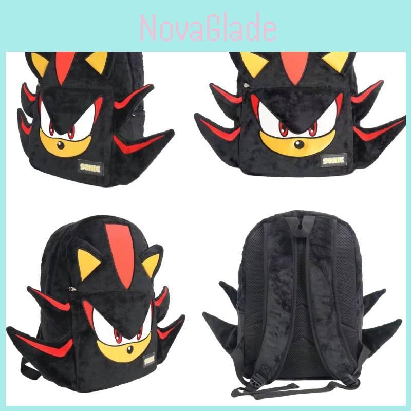 Wlags Handmade Sonic Shadow Black Backpack Plush Material Modern Cool Style
