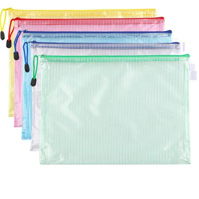 SML PVC Gridding Waterproof Zip Bag Pocket Folder Pouch Filing for Document Pen Filing Stationery Organizer Office School Supply