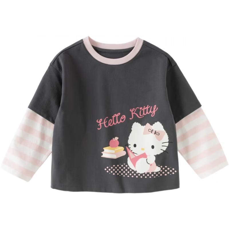 DAVE & BELLA Hello Kitty Girls' Long-Sleeve Cotton T-Shirt