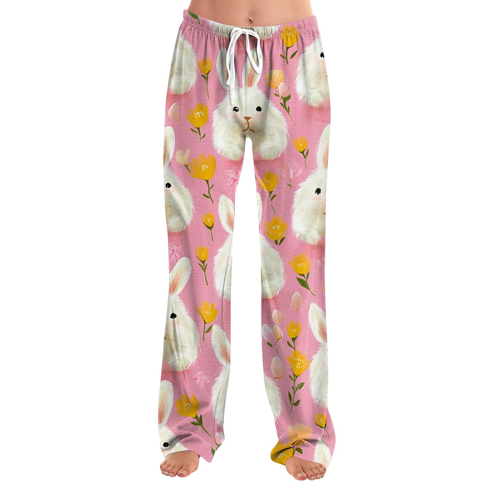 

Женские пижамные штаны, одежда для сна, повседневные брюки с эластичной резинкой на талии, удобные прямые свободные брюки для йоги, пасхальные XXXL арбуз красный