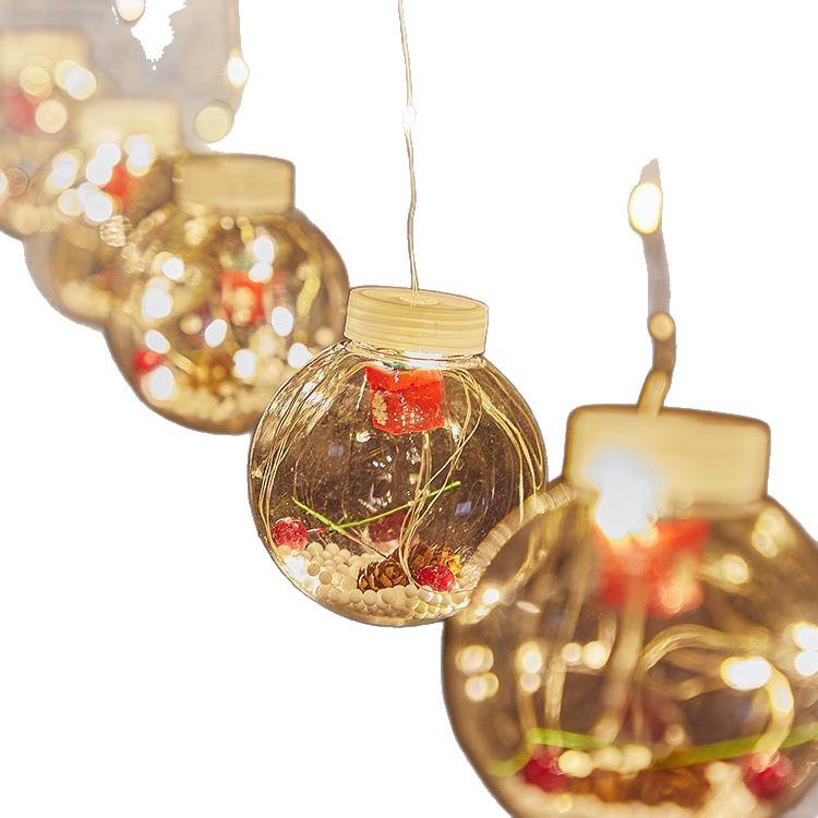 Festive Window Curtain Lights & Ornaments - Luminous Wishing Balls for Christmas Scenes