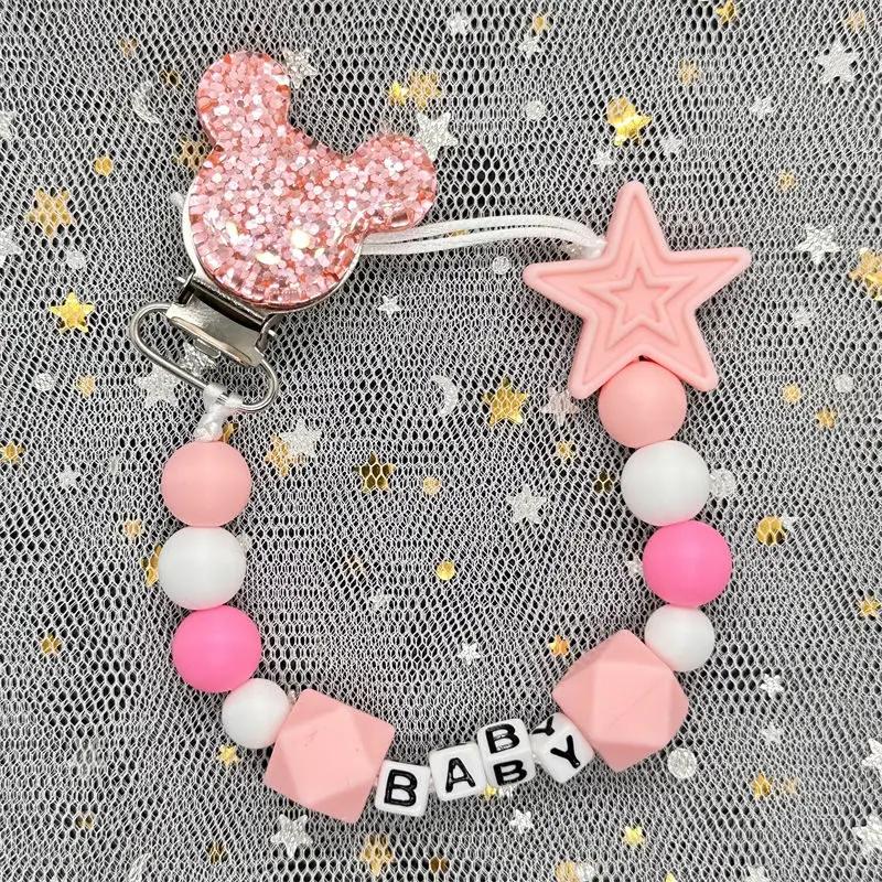 Baby Pacifier Clip Personalised Name Dummy Nipple Holder Chains Newborn Feeding Newborn Custom Pacifiers Clip Chew Teething Toys