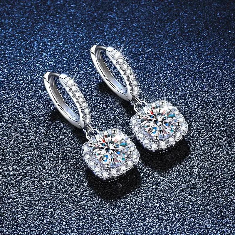 NeeTim 2 Carat Moissanite Drop Earrings for Women S925 Sterling Silver Sparkling Lab Diamond Earring Women s Wedding Jewelry 0.5ct