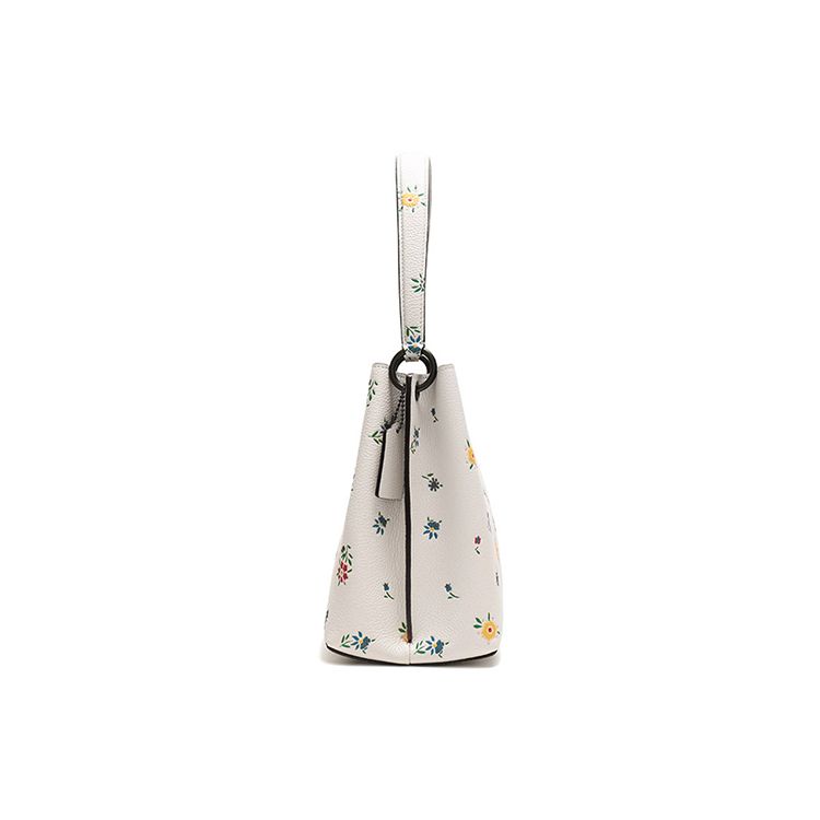Coach Charlie 21 Wildflower Print Pebble Leather Bucket Bag Women bags Chalk-White 1041-V5CHK