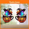 Halloween Colorful Themed Cartoon Ghost Pumpkin Pattern Women Acrylic Earrings