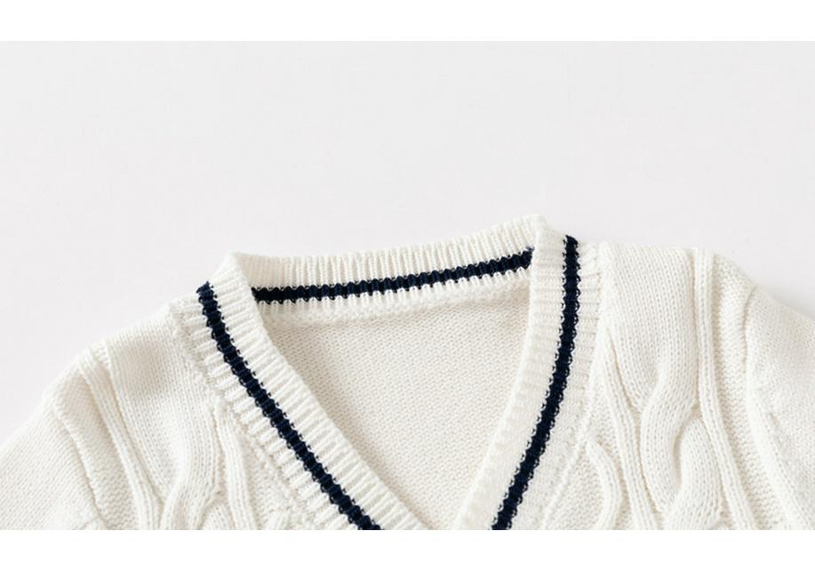 KuaJing Boys' Spring 2025 Thick Cotton Knit Cardigan Sweater, European & American Style, Single Layer, Open Front