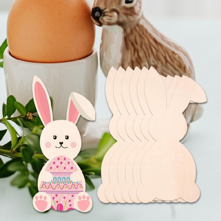5Pcs Bunnies Eggs Shape Cutouts Wood Cutouts Unfinished Wood Cutouts Animal Shape Wood Slices for Painting Art Craft