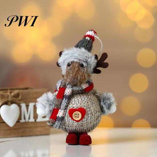 Handmade Christmas Ornaments Plush Doll Hanging Ornament Mini Colorful Cloth Santa Claus Snowman Deer Festive Atmosphere Decorations Foam Plushies