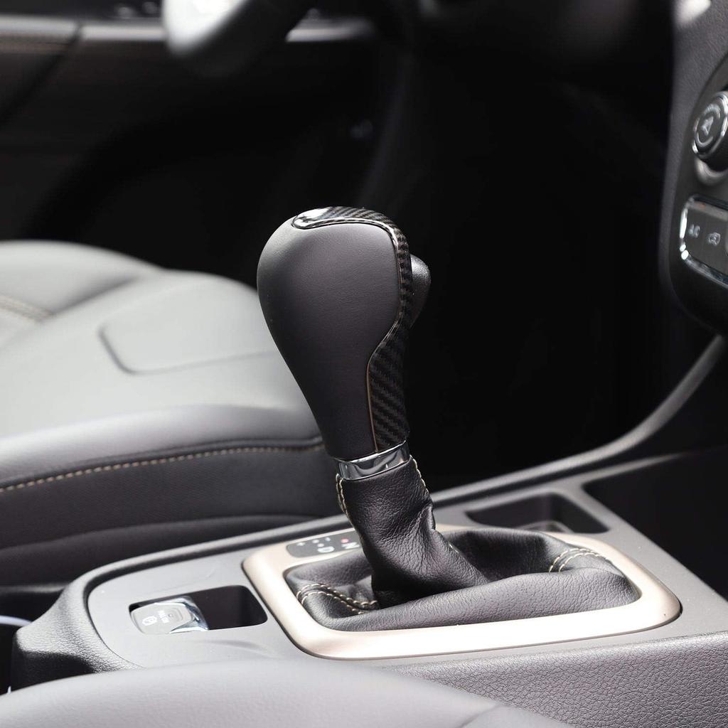 JeCar Gear Shift Knob Cover Trim for Jeep Cherokee 2014-2018 Carbon Fiber Interior Accessories