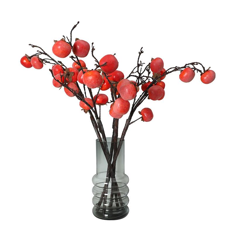Simulation 7 Fruit Persimmon Branch Home Porch Decoration Flower Simulation Berry Flower Soft Decoration