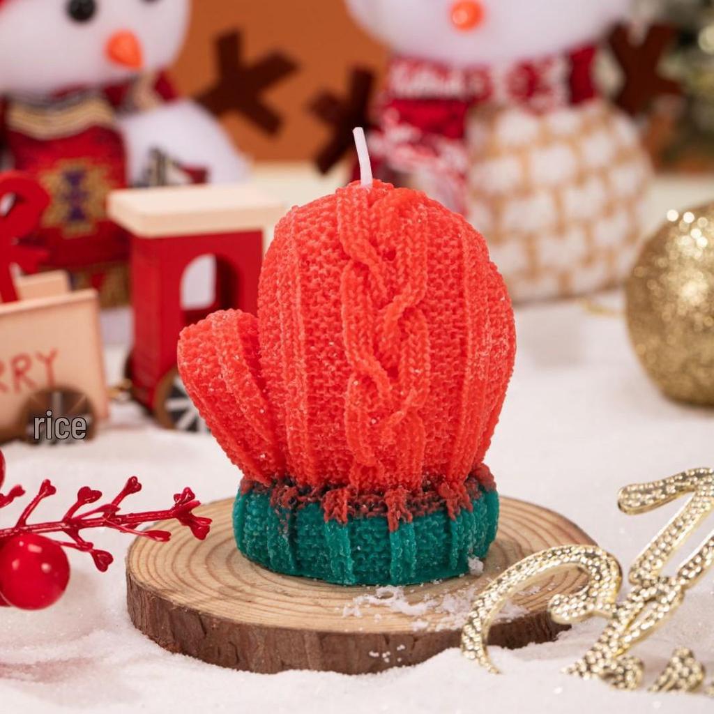 Handmade Christmas Aromatherapy Candle Gift - Scented Gloves Photo Prop