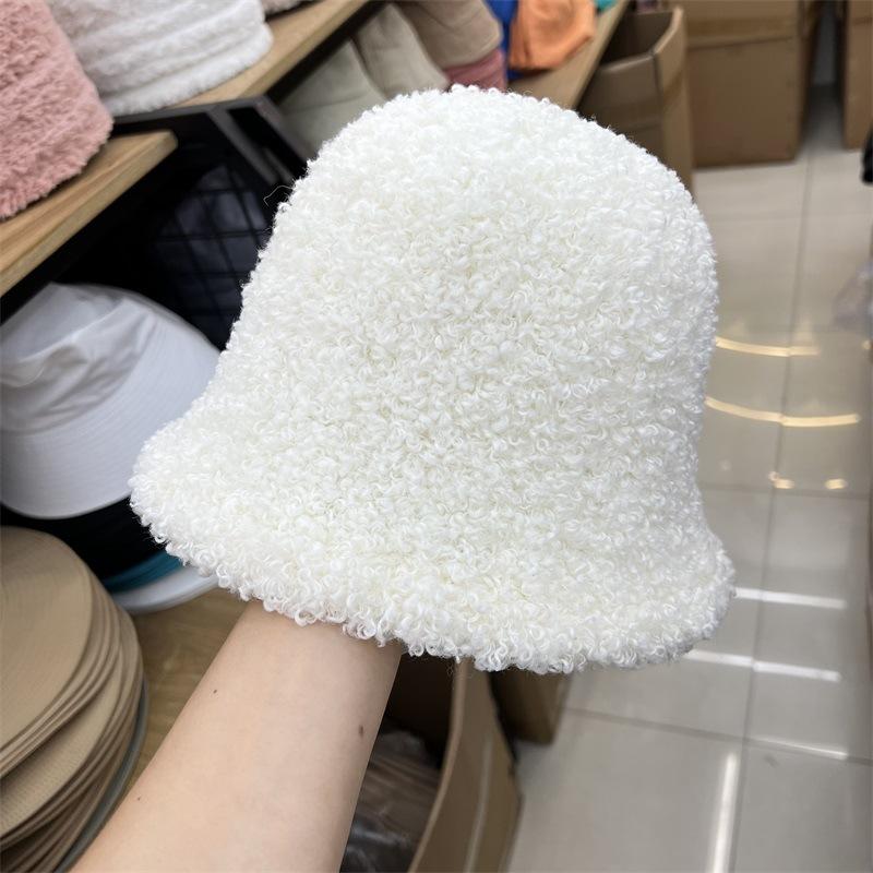 Simple Circle Yarn Plush Bucket Hat Women's Literary and Artistic Face Small Warm Fashion Retro Fisherman Hat