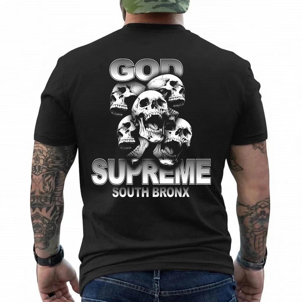 God Supreme South Bronx Skull T-Shirt Gothic Graphic Tee Streetwear 4XL
