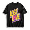 Retro Color Block Lost Love Broken Heart Print T-Shirt Trendy Casual Top For Men And Women Pure Cotton T-shirt