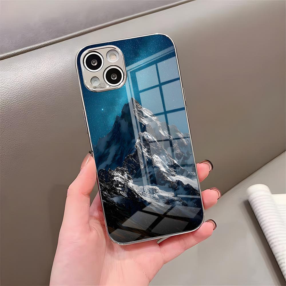 Everest Mountain Phone Case For IPhone 17 Pro Max 15 Pro 16 14 Plus 12 13 Mini 11 Pro Shockproof Electroplated Glass Cover
