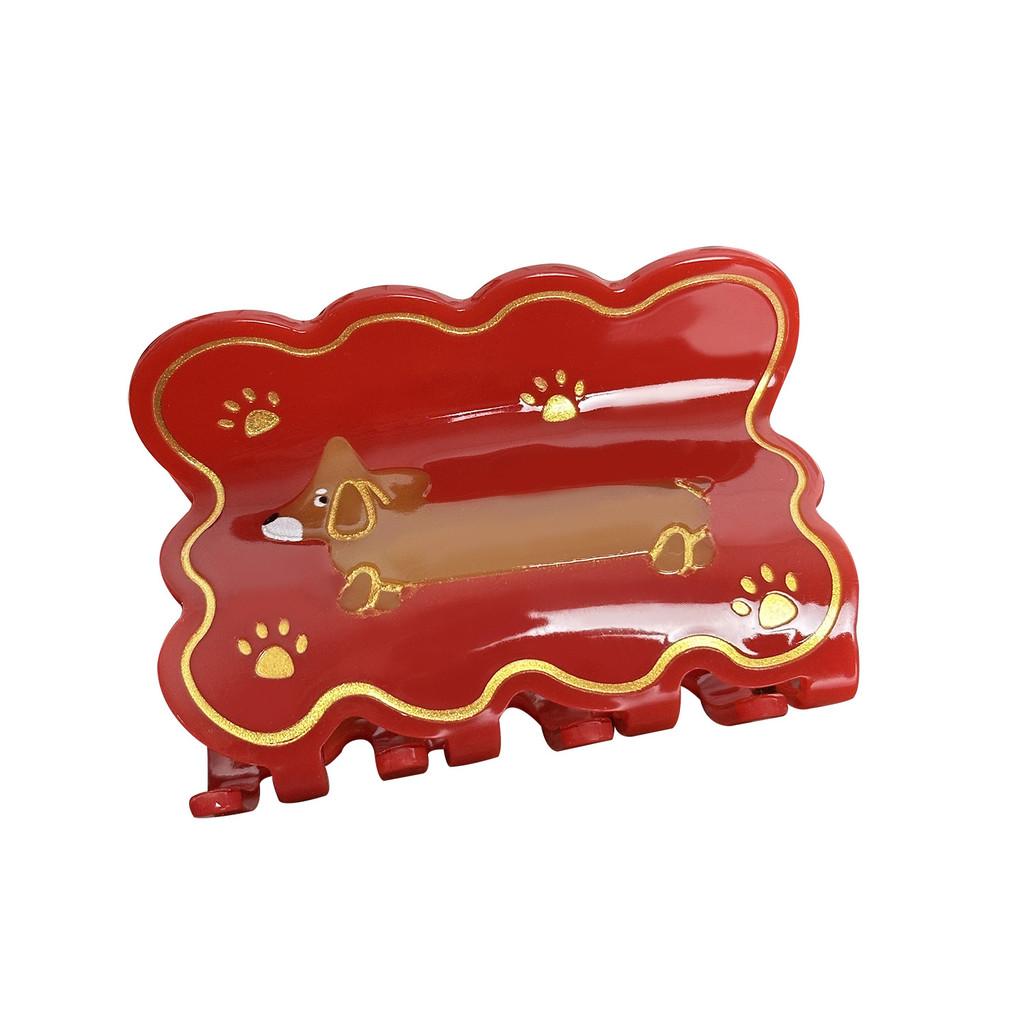 Handcrafted Acetate Hair Claw Clip Featuring Adorable Dog Design For Womens Fashion
