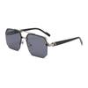 New sunglasses male big face thin driving UV protection advanced half frame pilot sunglasses